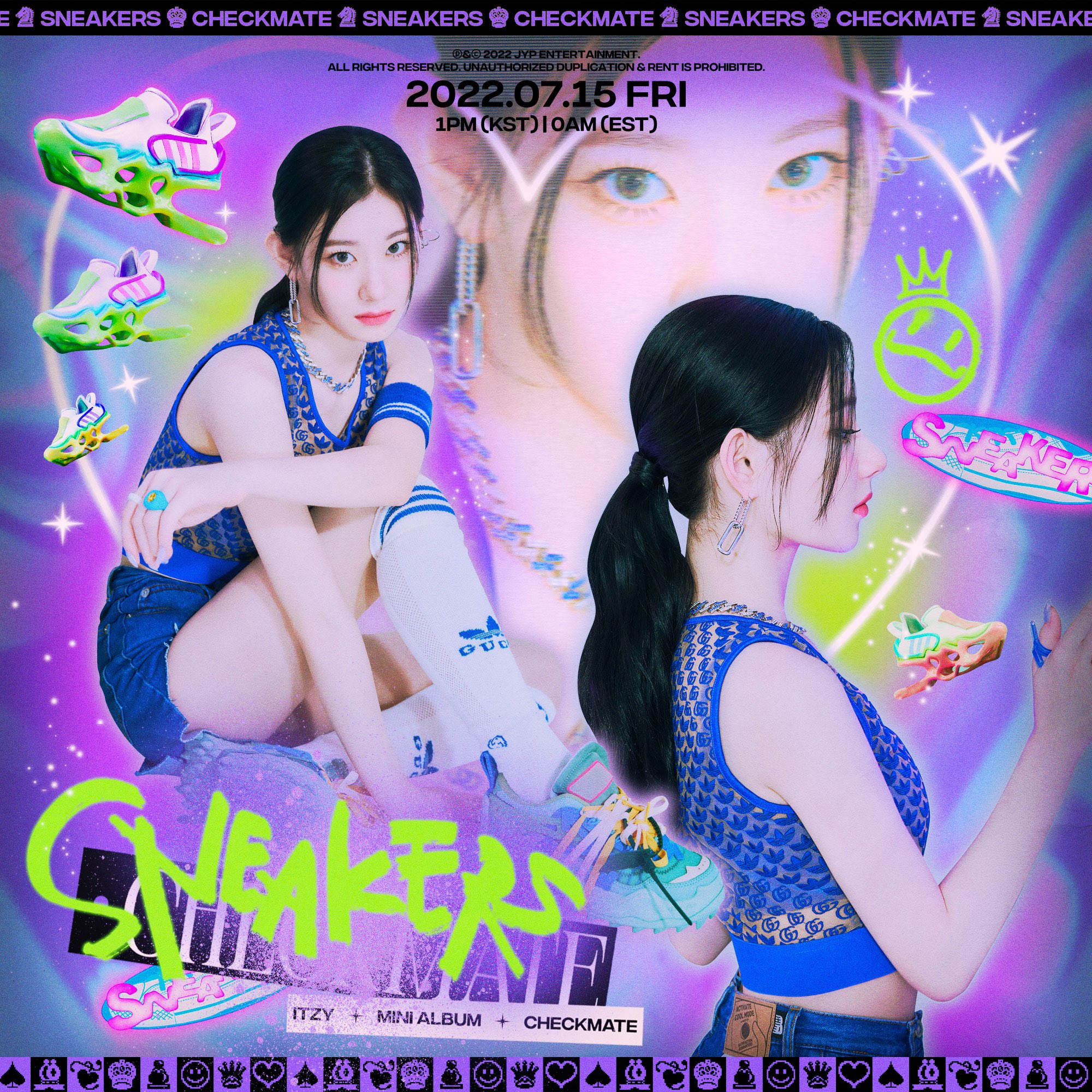 TIEDIC Kpop Yuna Itzy Individual Poster Checkmate Ver.1 Sexy Retro